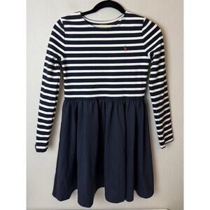 Polo Ralph Lauren Navy Stretch Striped Ponte Dress (L) 12-14 Navy White L/S